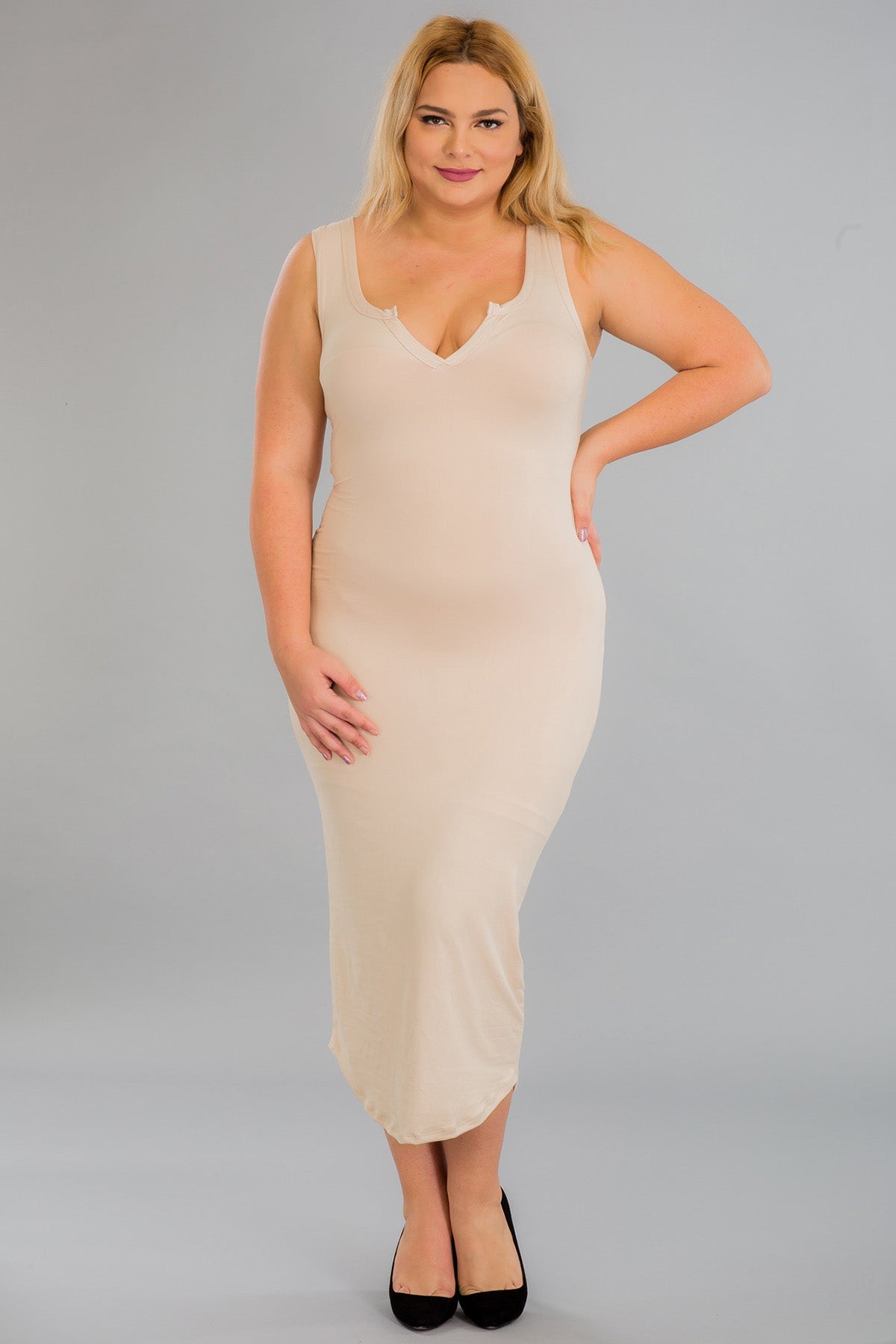 plus size tank midi dress Plus Organic Cotton Crewneck Tank Midi Dress