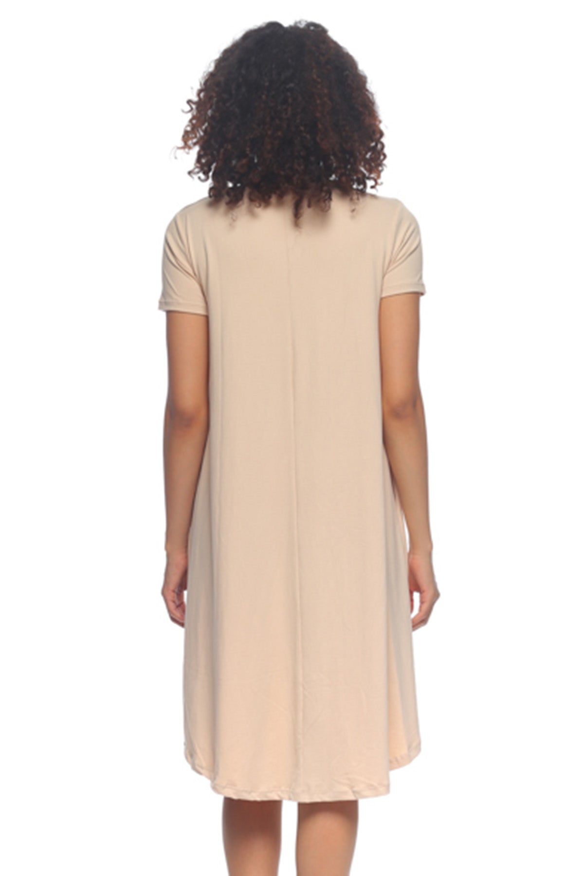[$2/piece] Short Sleeve Trapeze High-Low Dress