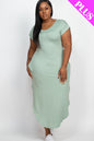 Plus Cap Sleeve V Neck Maxi Dress - Wholesale Capella Apparel