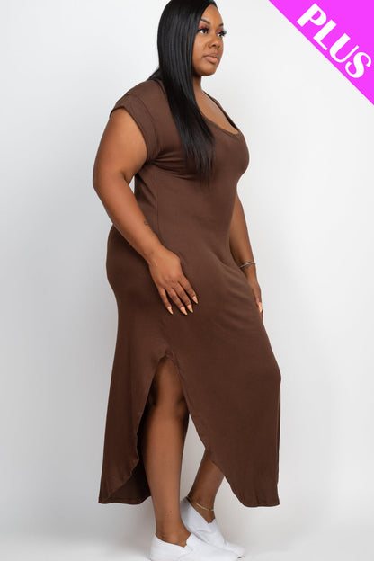 Plus Cap Sleeve V Neck Maxi Dress - Wholesale Capella Apparel