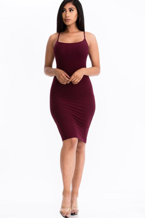 Ribbed Cami Soft Bodycon Dress - Capella Apparel