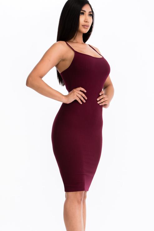 Ribbed Cami Soft Bodycon Dress - Capella Apparel