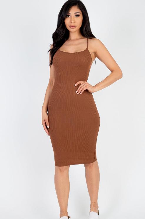 Ribbed Cami Soft Bodycon Dress - Capella Apparel