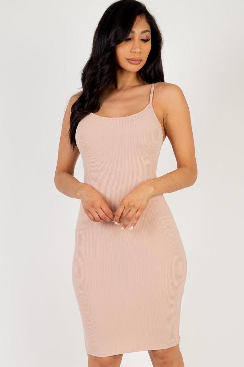 Ribbed Cami Soft Bodycon Dress - Capella Apparel