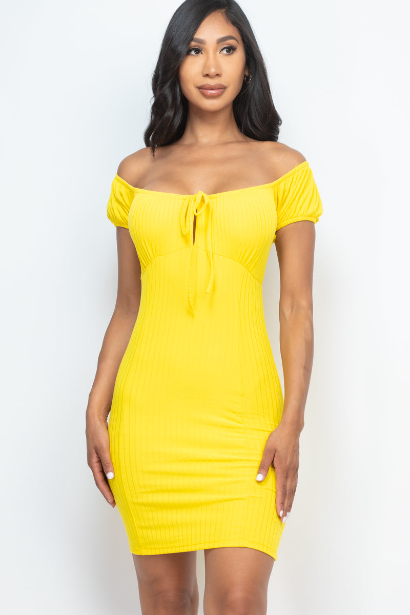 [$3/piece] Ribbed Tie Front Bodycon Dress