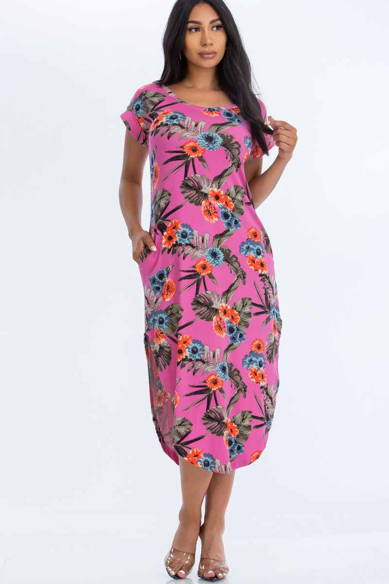 [$3/piece] Floral Cap Sleeve Maxi Dress