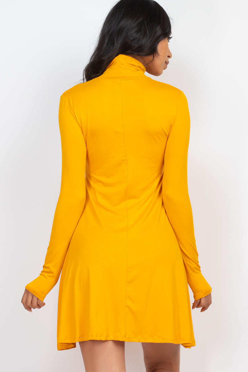 Mock Neck Flare Mini Dress - Capella Apparel Wholesale