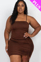 Plus Size Ruched Drawstring Mini Dress - Capella Apparel