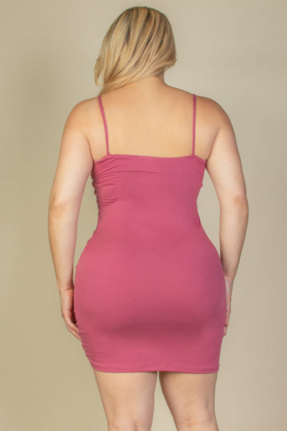 Plus Size Ruched Drawstring Mini Dress - Capella Apparel