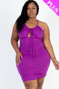 Plus Size Front Tied Ruched Bodycon Dress - Capella Apparel