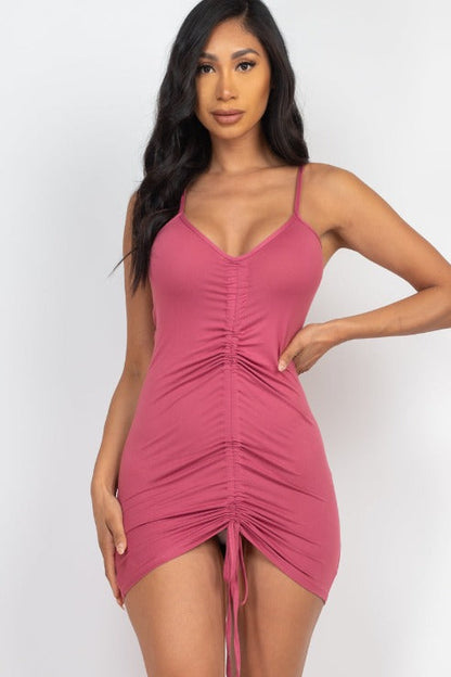 Adjustable Ruched Front Mini Dress - Wholesale Capella Apparel