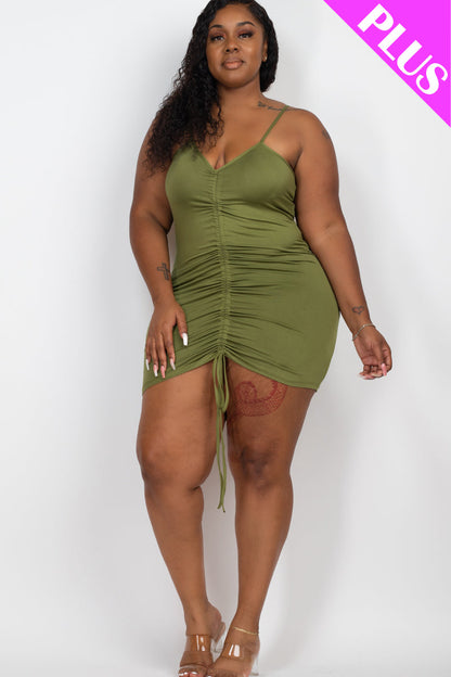 Plus Size Adjustable Ruched Front Mini Dress - Capella Apparel