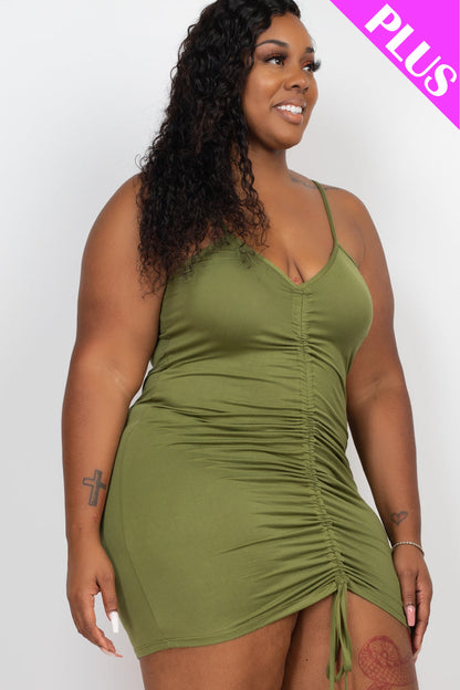 Plus Size Adjustable Ruched Front Mini Dress - Capella Apparel