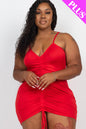 Plus Size Adjustable Ruched Front Mini Dress - Capella Apparel