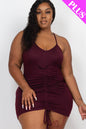 Plus Size Adjustable Ruched Front Mini Dress - Capella Apparel