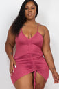 Plus Size Adjustable Ruched Front Mini Dress - Capella Apparel