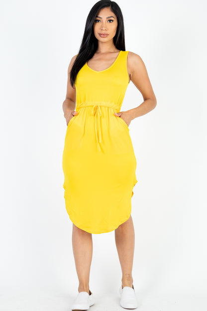 [$3/piece] DRAWSTRING SLEEVELESS MIDI DRESS