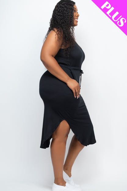 [$5/piece] PLUS SIZE DRAWSTRING SLEEVELESS MIDI DRESS