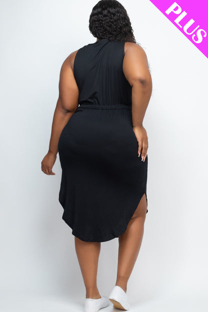 [$5/piece] PLUS SIZE DRAWSTRING SLEEVELESS MIDI DRESS