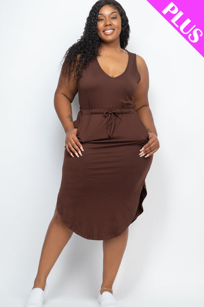 [$5/piece] PLUS SIZE DRAWSTRING SLEEVELESS MIDI DRESS