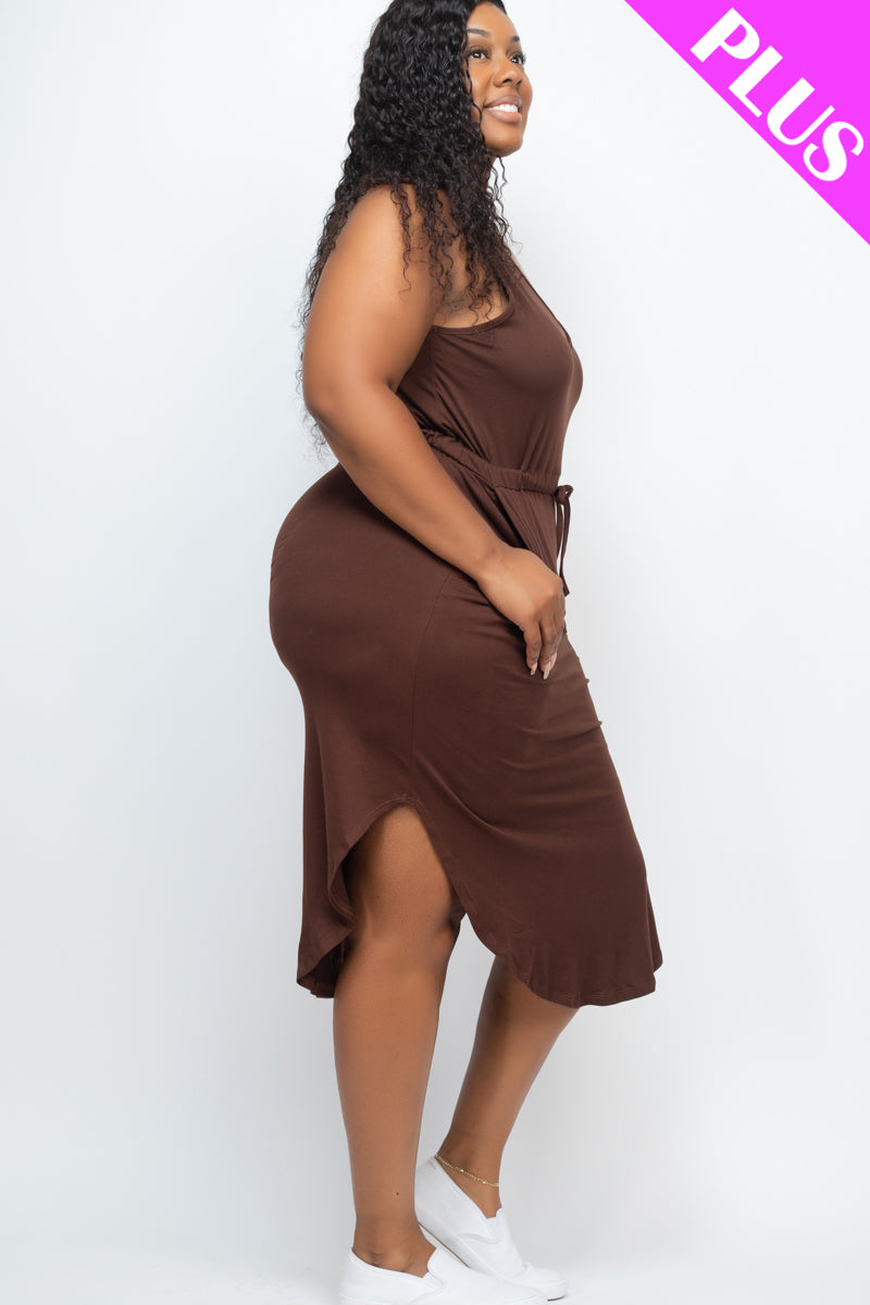 [$5/piece] PLUS SIZE DRAWSTRING SLEEVELESS MIDI DRESS