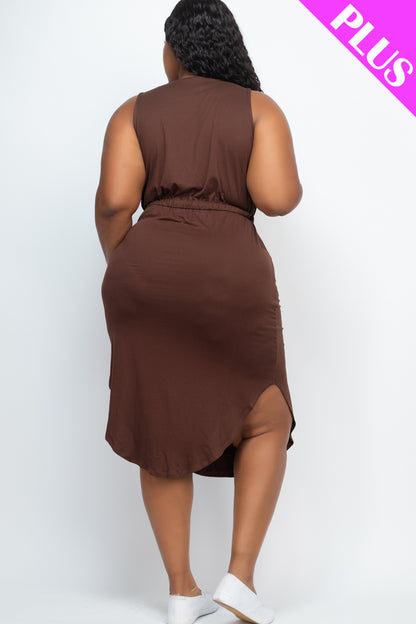 [$5/piece] PLUS SIZE DRAWSTRING SLEEVELESS MIDI DRESS