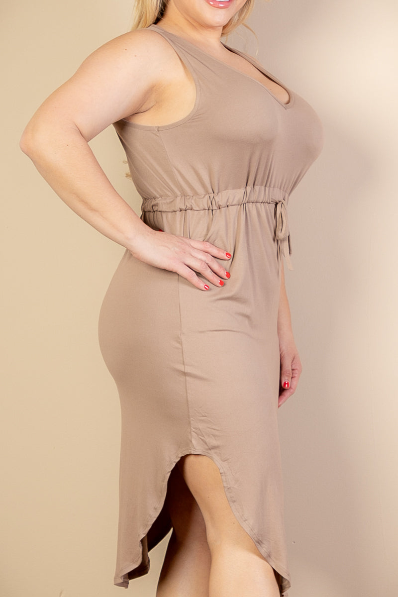 [$5/piece] PLUS SIZE DRAWSTRING SLEEVELESS MIDI DRESS