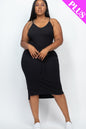 Plus Size Sleeveless Tie Front Midi Dress - Capella Apparel Wholesale