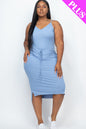 Plus Size Sleeveless Tie Front Midi Dress - Capella Apparel Wholesale