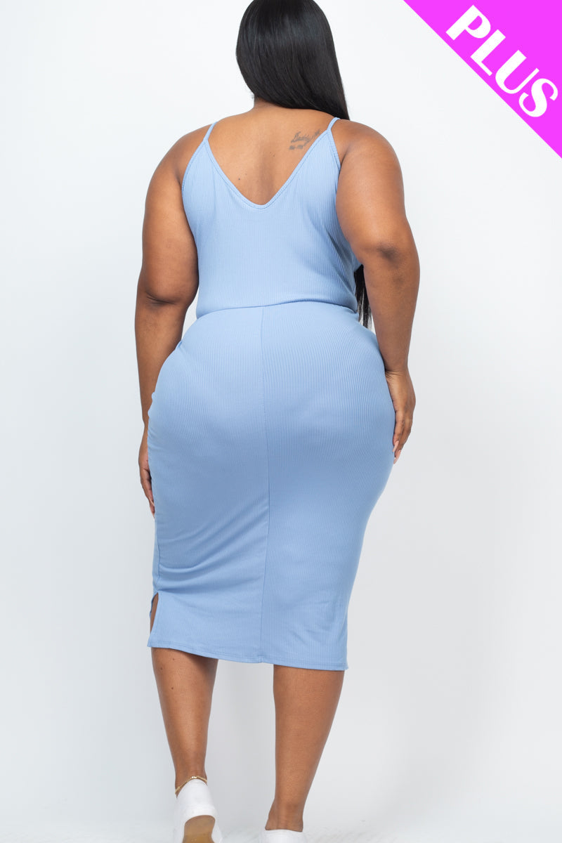 Plus Size Sleeveless Tie Front Midi Dress - Capella Apparel Wholesale