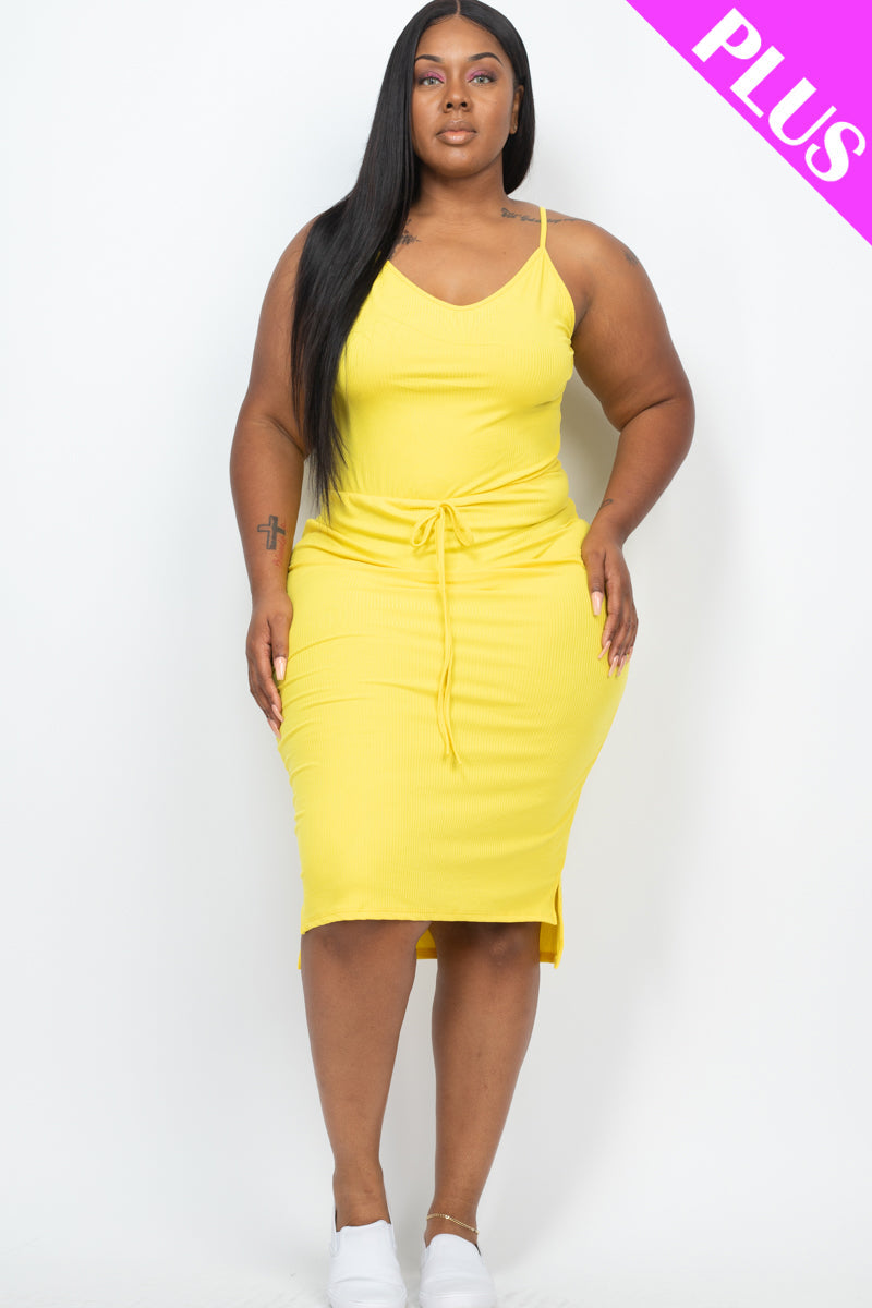 Plus Size Sleeveless Tie Front Midi Dress - Capella Apparel Wholesale