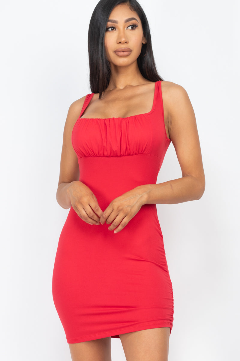 Front Shirred Sleeveless Mini Dress - Capella Apparel Wholesale