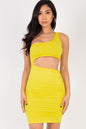 Sexy One Shoulder Cutout Front Ruched Mini Bodycon Dress - Capella Apparel