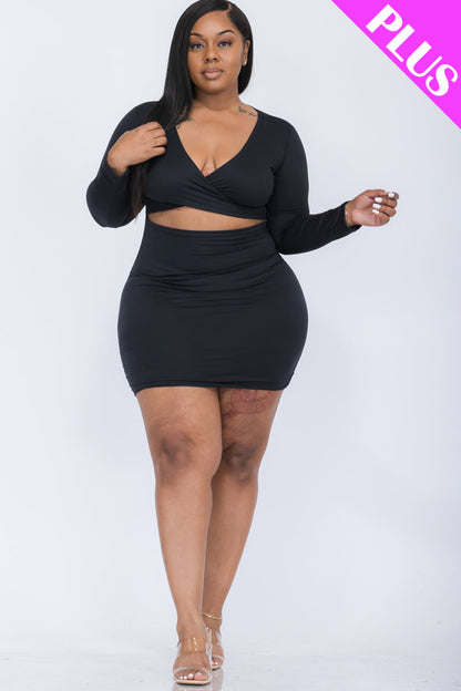 Plus Size Crisscross Cutout Front Mini Dress - Capella Apparel