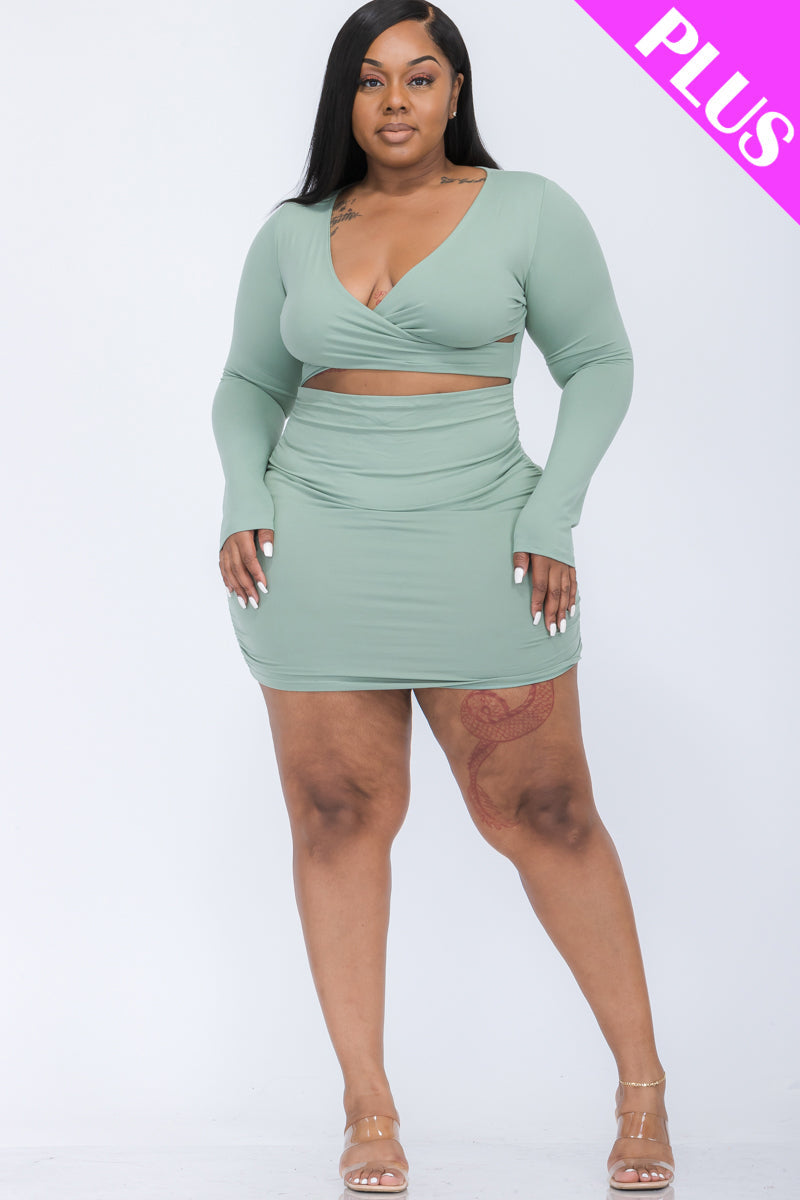 Plus Size Crisscross Cutout Front Mini Dress - Capella Apparel