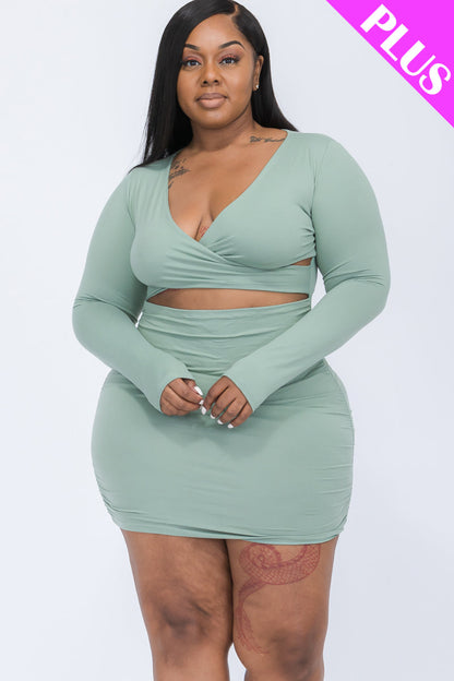 Plus Size Crisscross Cutout Front Mini Dress - Capella Apparel