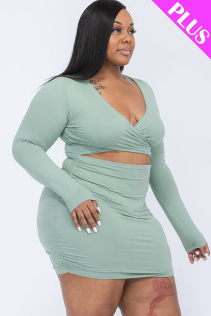 Plus Size Crisscross Cutout Front Mini Dress - Capella Apparel