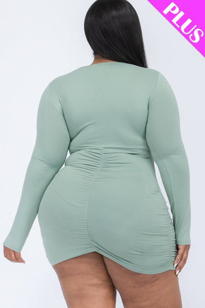 Plus Size Crisscross Cutout Front Mini Dress - Capella Apparel