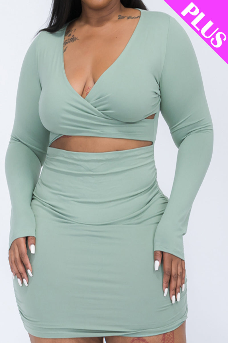 Plus Size Crisscross Cutout Front Mini Dress - Capella Apparel