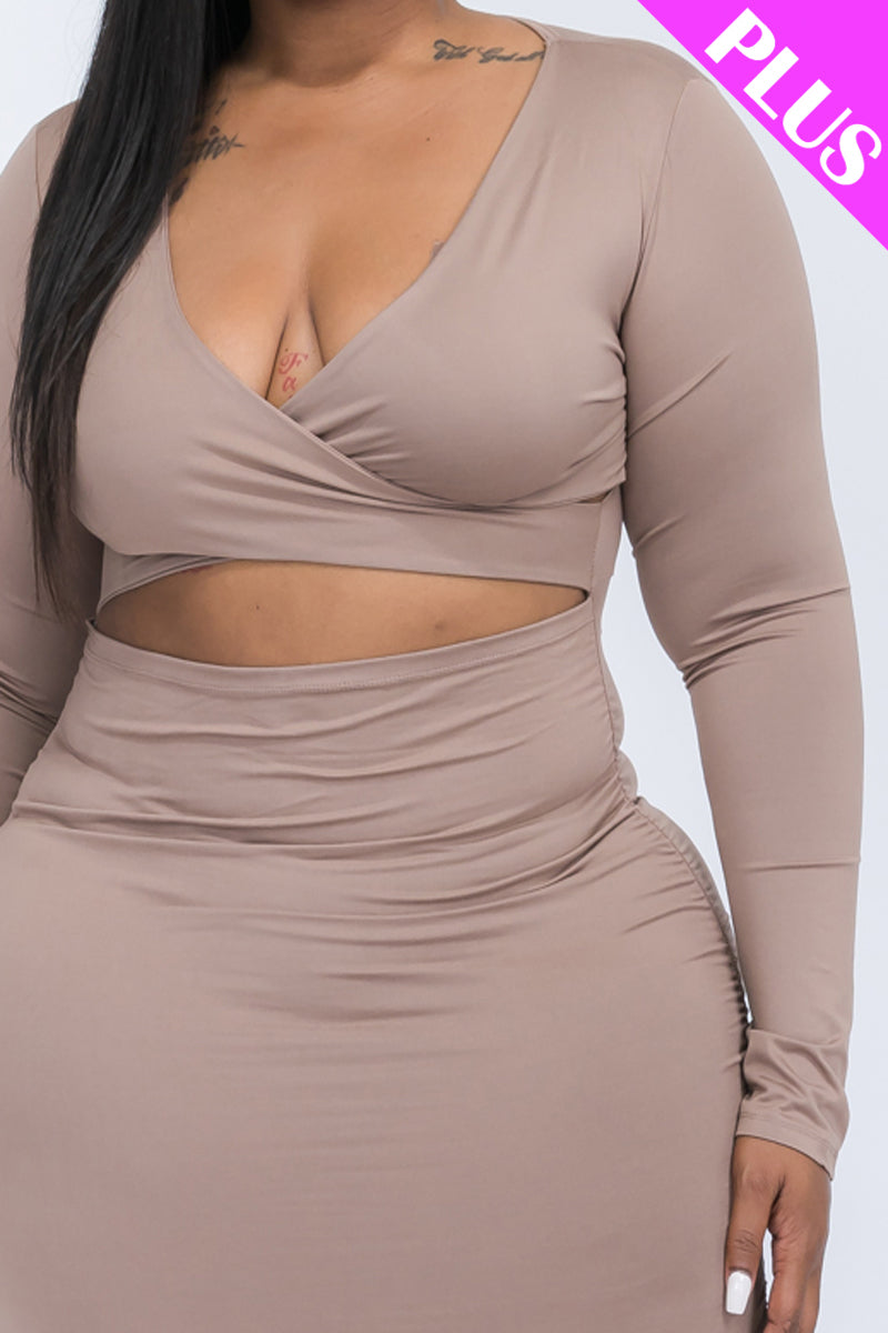 Plus Size Crisscross Cutout Front Mini Dress - Capella Apparel