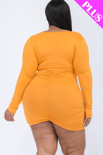 Plus Size Crisscross Cutout Front Mini Dress - Capella Apparel