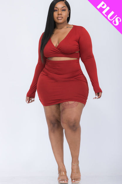 Plus Size Crisscross Cutout Front Mini Dress - Capella Apparel