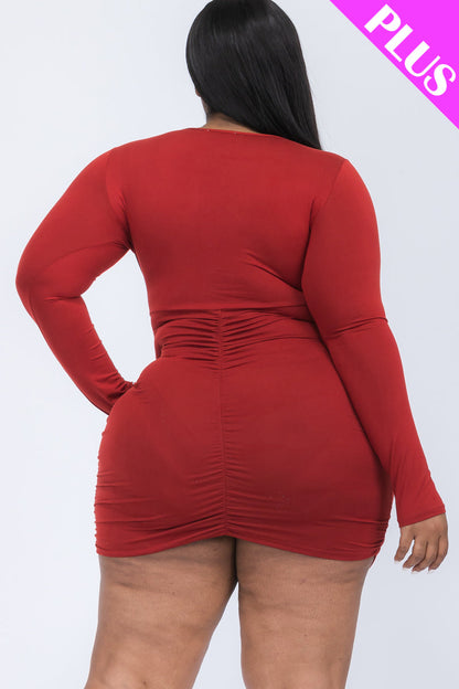 Plus Size Crisscross Cutout Front Mini Dress - Capella Apparel