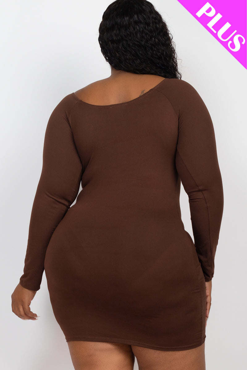 Plus Size Off Shoulder Ruched Drawstring Bodycon Mini Dress - Capella Apparel