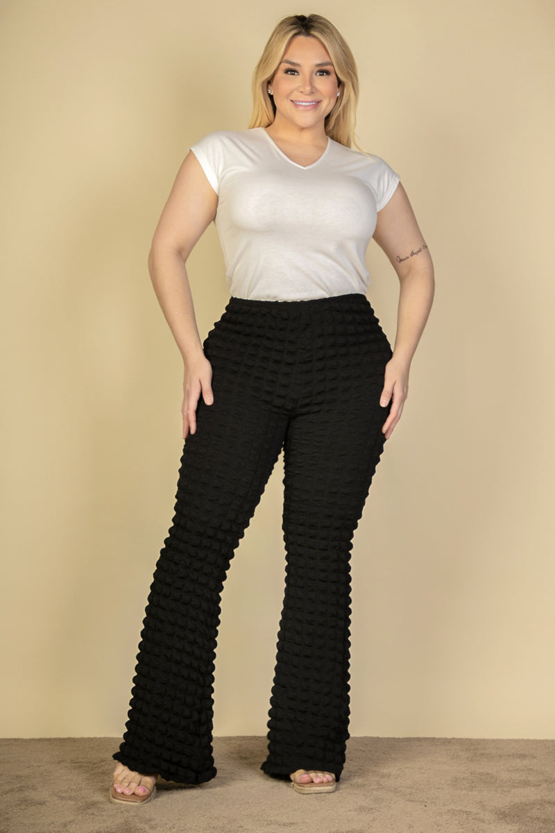 Plus Size Bubble Fabric Flare Pants - Capella Apparel