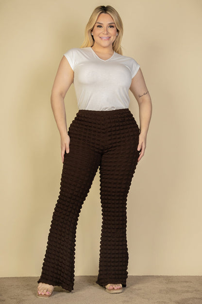 Plus Size Bubble Fabric Flare Pants - Capella Apparel