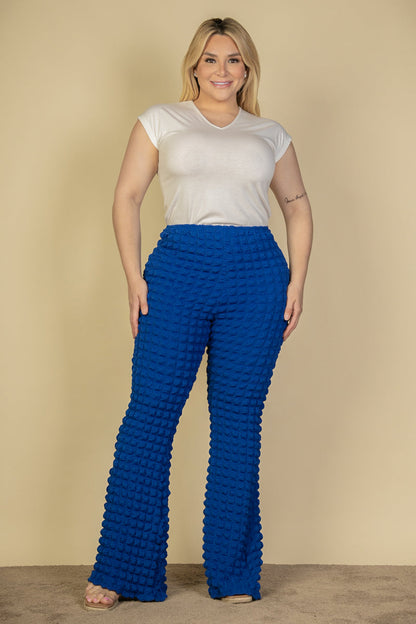 Plus Size Bubble Fabric Flare Pants - Capella Apparel