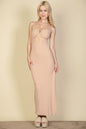 [$4/piece] Ribbed Cut Out Front Side Slit Maxi Dress