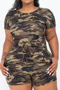 [$3/piece] Plus Size Camo Printed Short Sleeve Casual Summer Romper