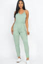 [$3/piece] Solid Spaghetti Strap Elastic Waist Jumpsuit